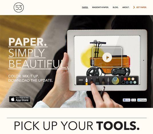 Paper's visual aesthetics translate to its homepage