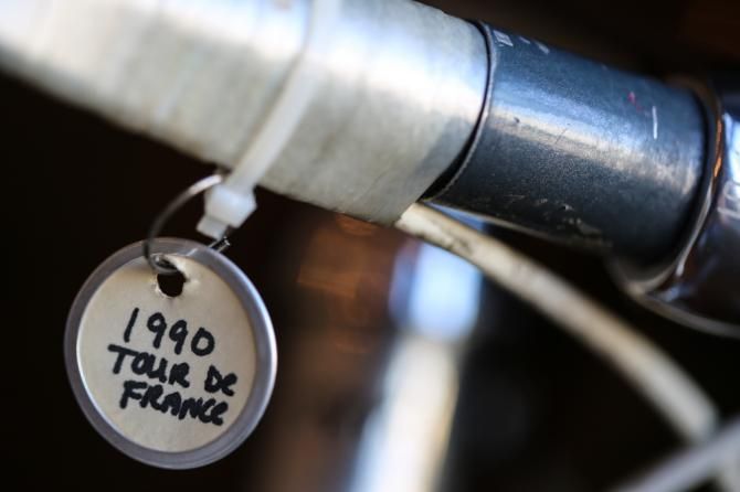 This tag IDs one of Greg LeMond's bikes as being from the 1990 Tour de France