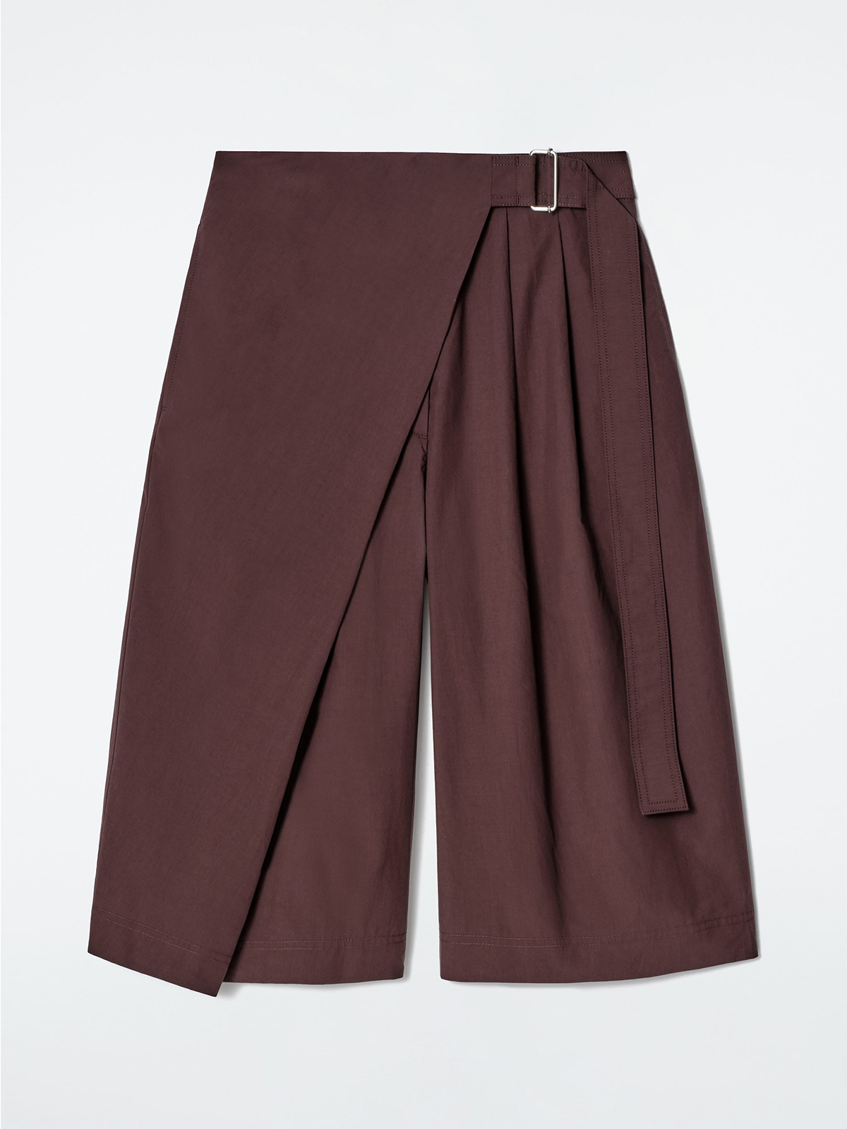 Belted Wrap-Front Cotton Shorts