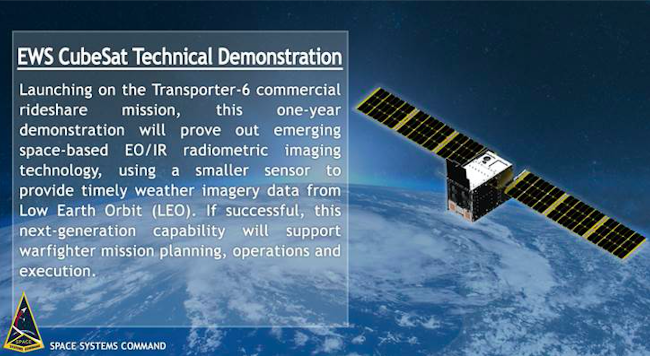 The U.S. Space Force's EWS experimental weather satellite launched on SpaceX's Transporter-6 mission on Jan. 3, 2022.