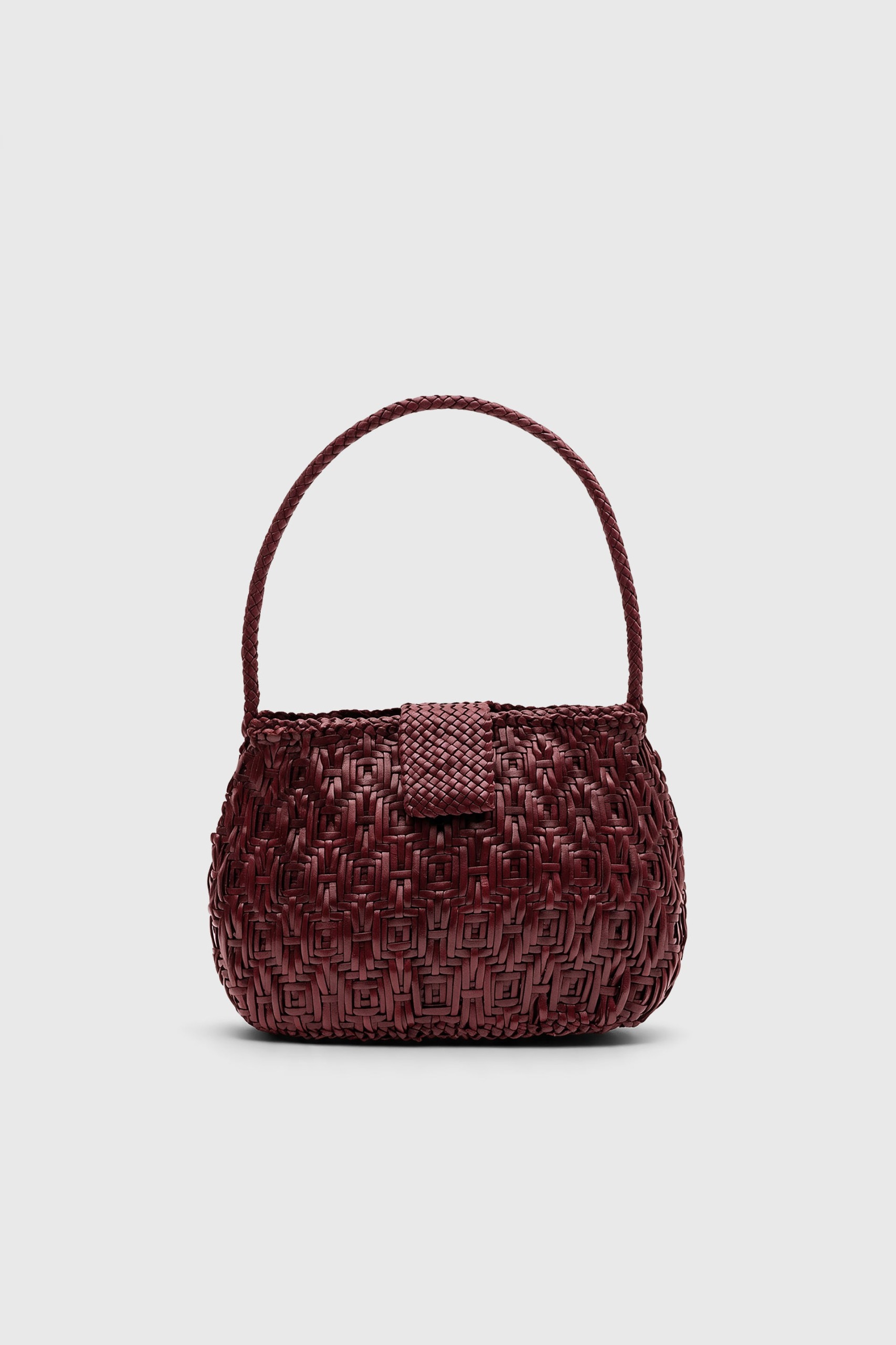 Dessie Woven Leather Bag in Burgundy Bordeaux