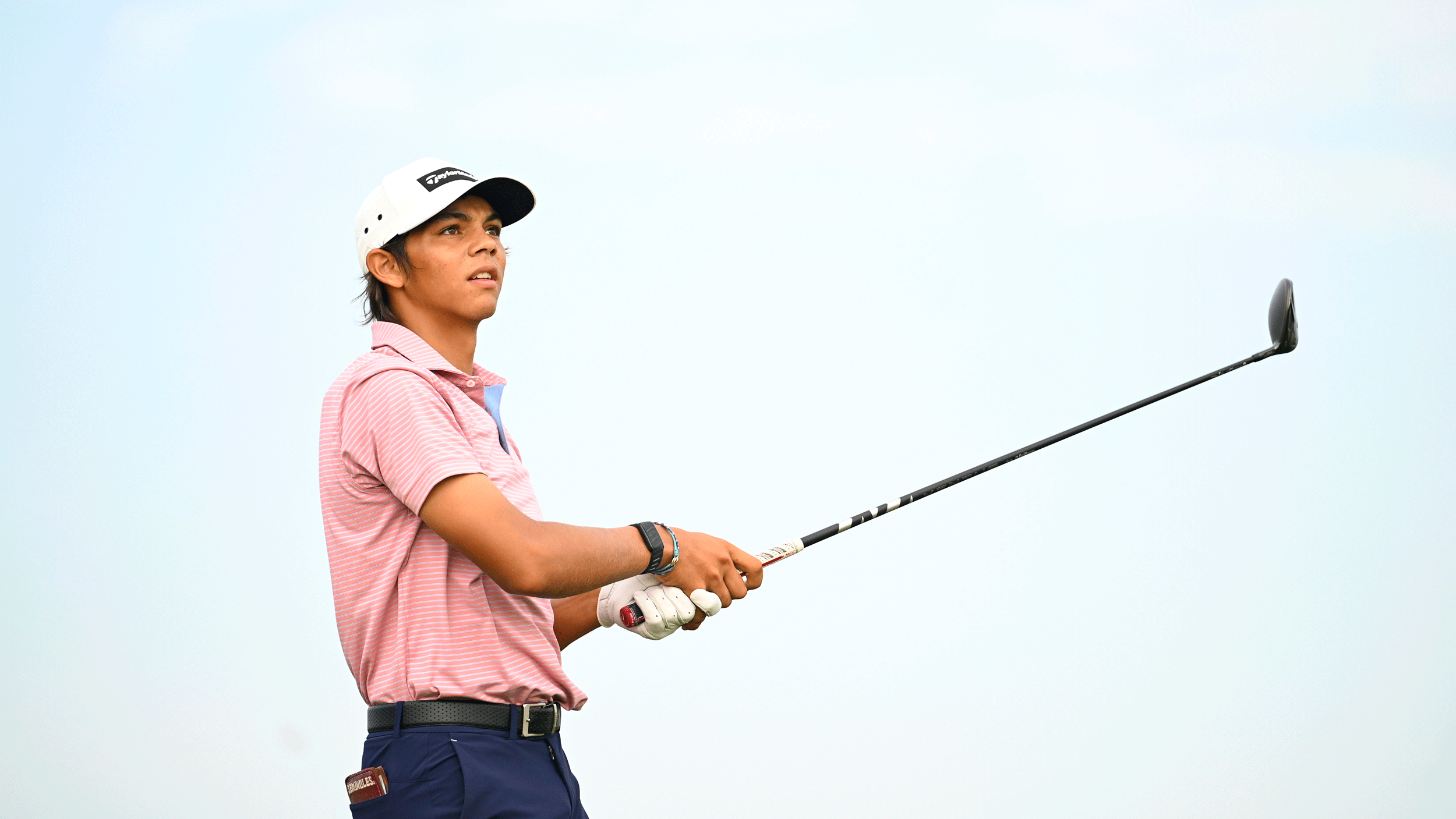 Charlie Woods hits a drive and looks after it during round three of the 2026 Junior Players Championship