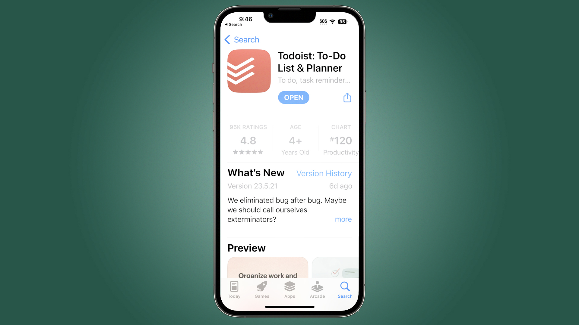 Todoist app in the app store