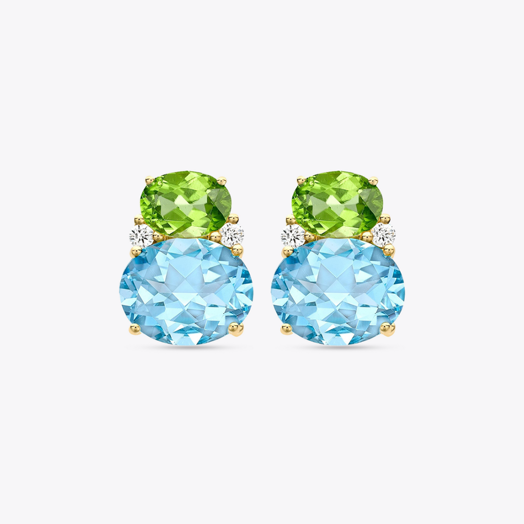 Kiki Classics Peridot and Blue Topaz Double Oval Studs