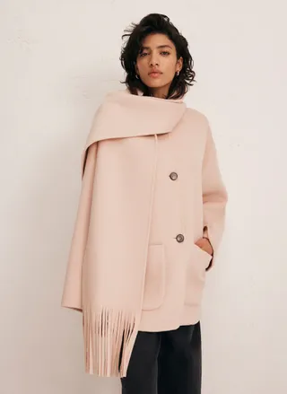 Mint Velvet, Pink Fringed Scarf Coat