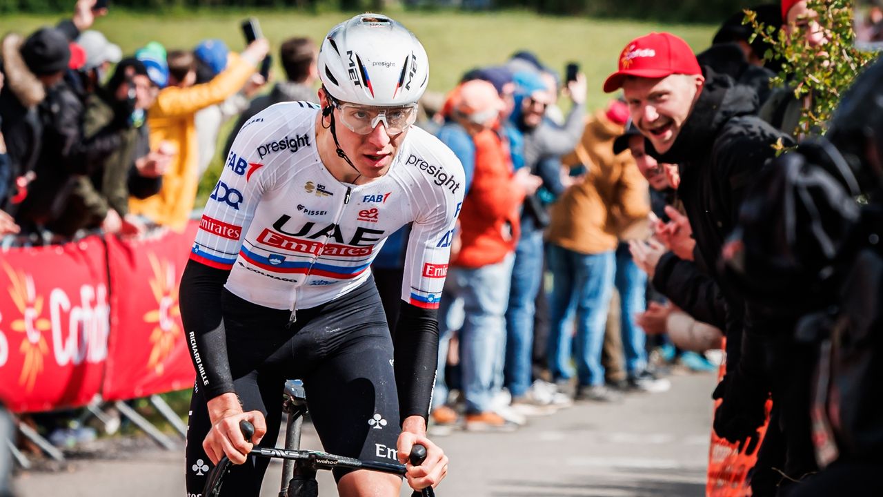 Tadej Pogacar of UAE Team Emirates during the match between Liege v Bastogne - Liege 2024 - Men&#039;s Elite at the Liege on April 21, 2024 in Liege Belgium (Photo by Pim Waslander/Soccrates/Getty Images)