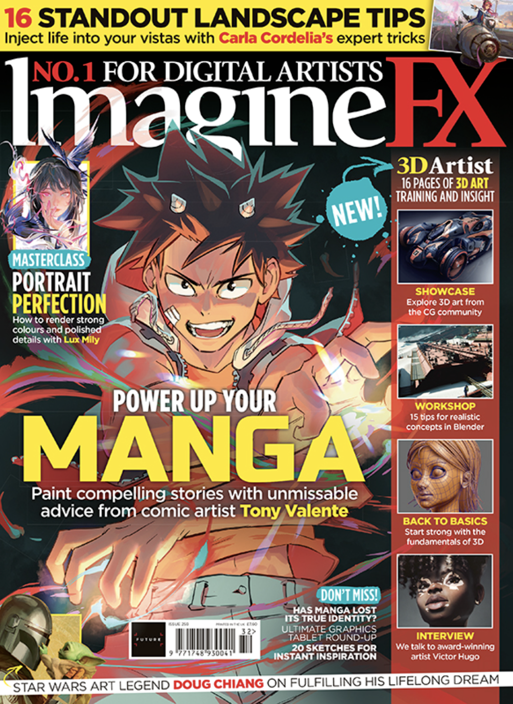 Cover image for ImagineFX magazine, issue 259, featuring a manga character.