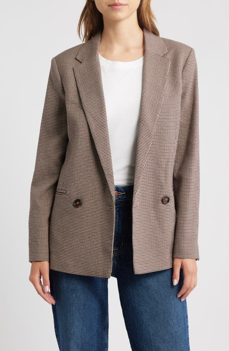 Houndstooth Double Breasted Blazer