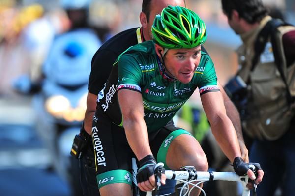Voeckler helped across the line after winning stage 10 of the Tour de France