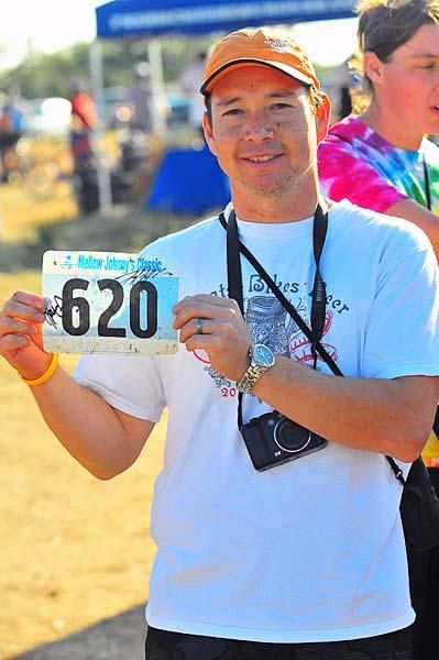 William Lockridge, who finished sixth in his Cat. 3 men's 30-39 race, shows off his signed number plate.