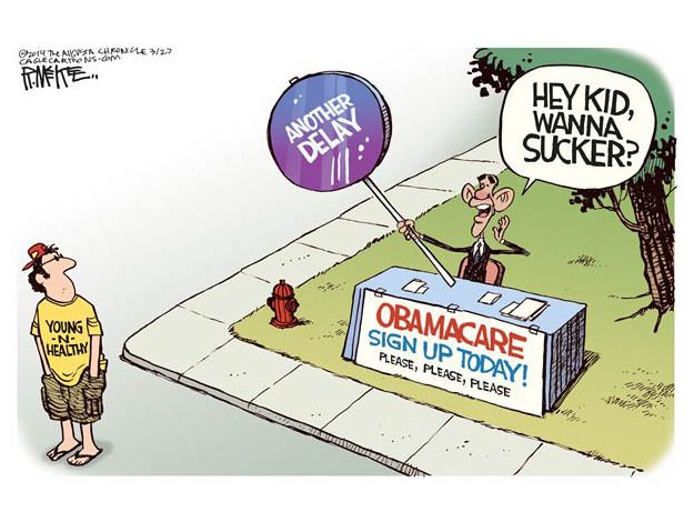 Obama cartoon ObamaCare deadline