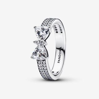 Sparkling Bow Double-Row Ring