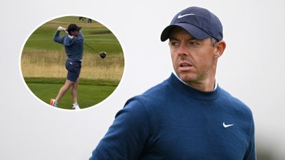 Image of Rory McIlroy and, inset, playing the Old Course, St Andrews