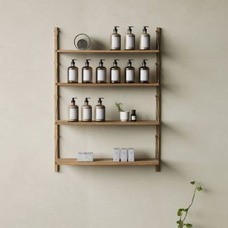 A wooden shelf library for the best sustainable furniture brands.