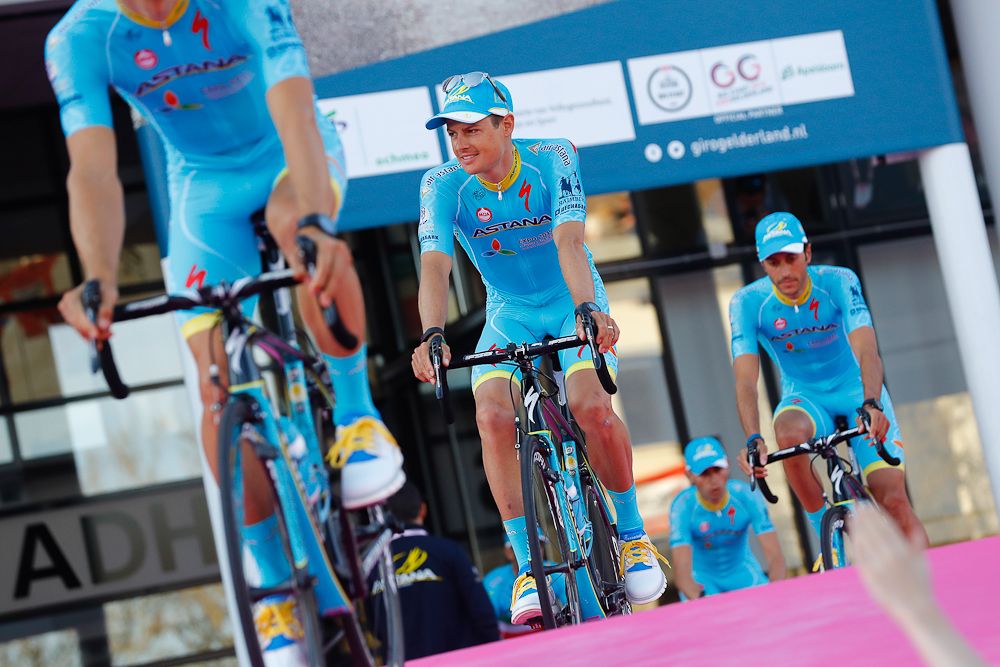 Astana ride onto the stage.