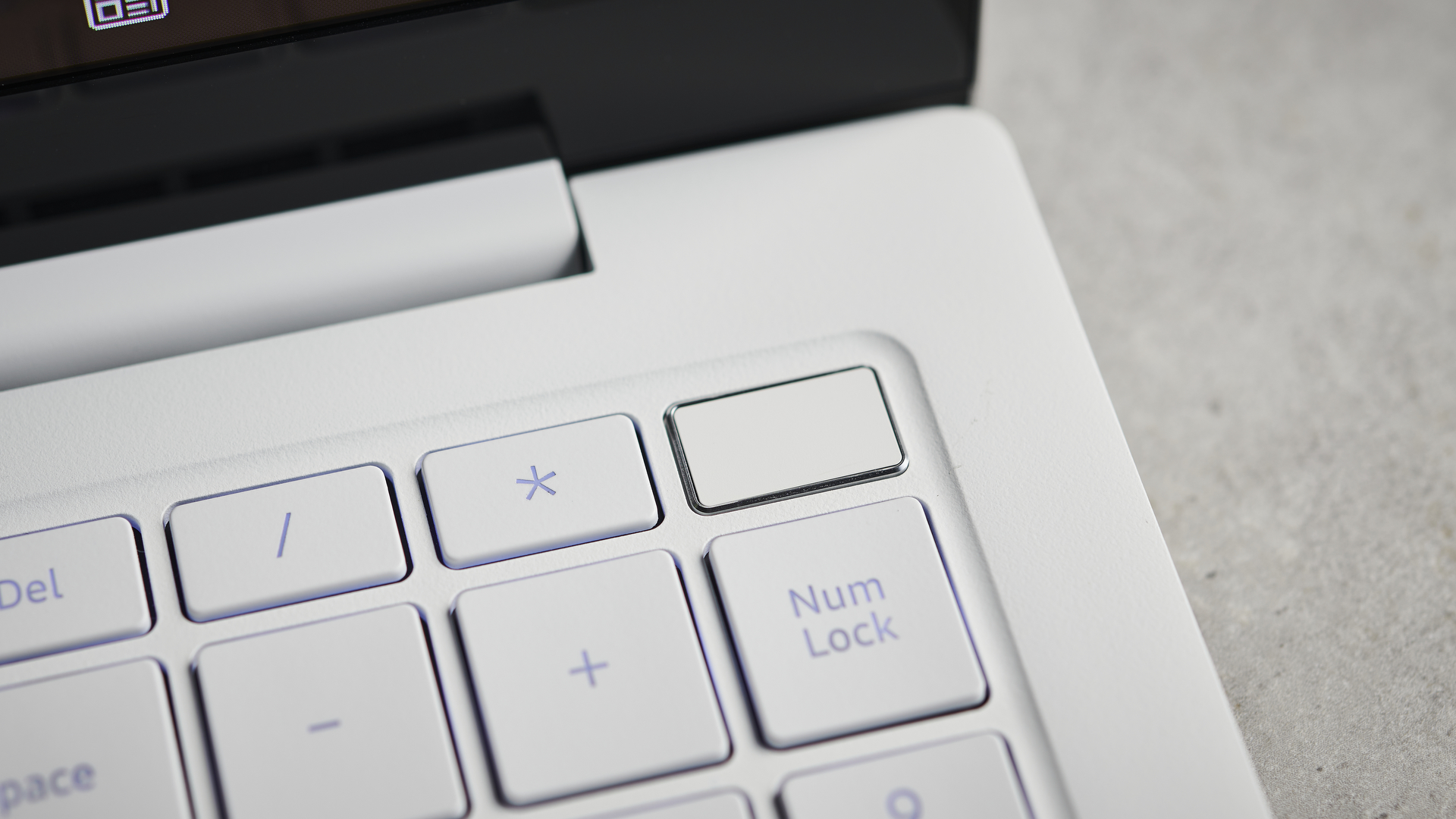 Close up of the Samsung Galaxy Book Pro's fingerprint scanner