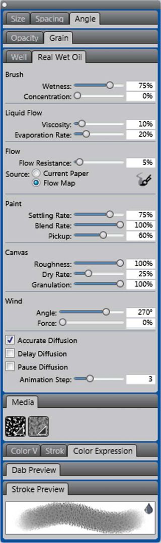It’s all about the brushes in Painter X3, and with the advanced brush controls panel it’s easy get your brush settings just right