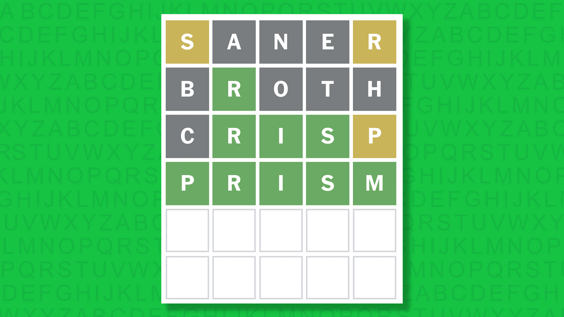 NYT Wordle answer for game 1650 on a green background