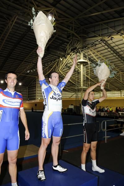 Melbourne Cup on Wheels podium (L-R): Brett Rollinson, Joel Leonard and Mark Slyvester.