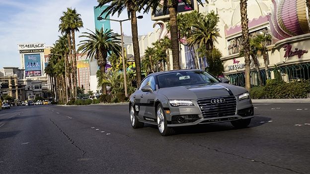 Audi drives to the show. With no driver