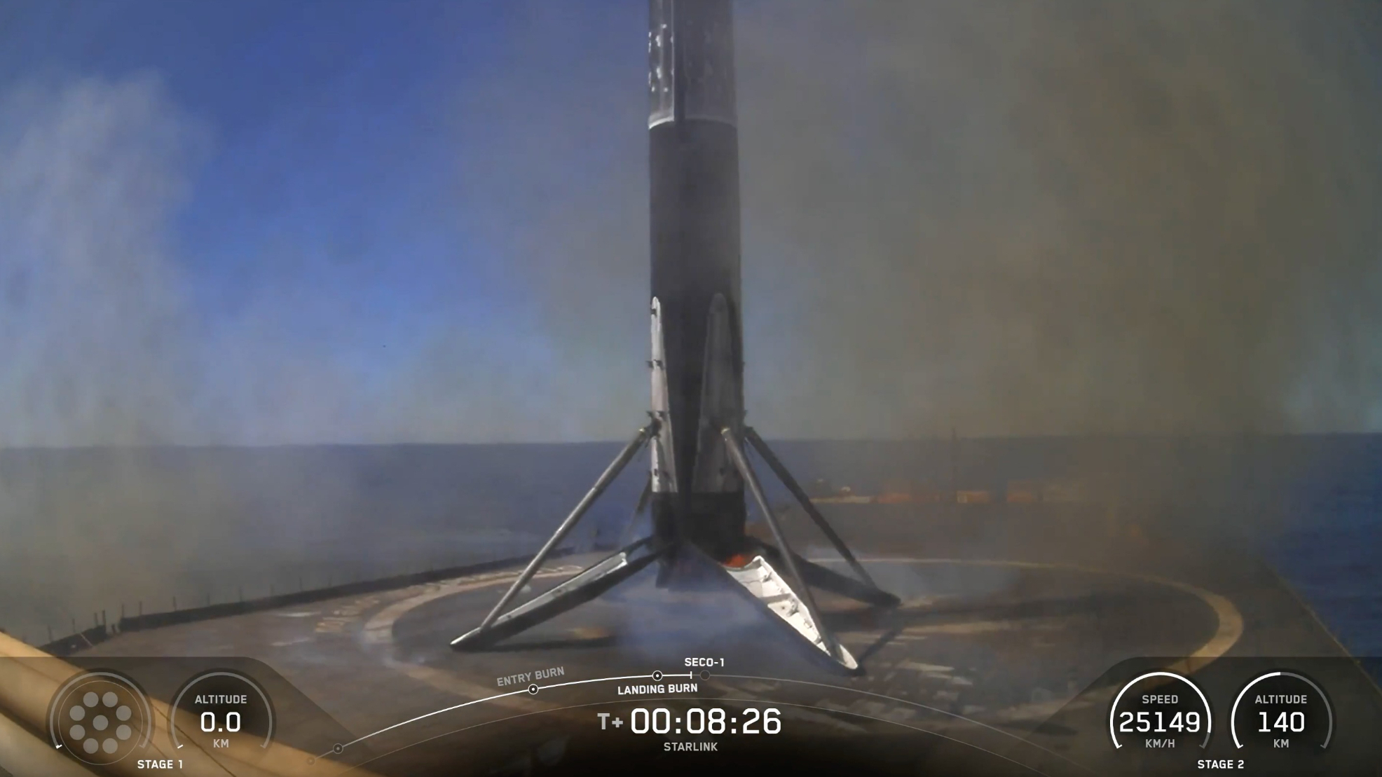 a rocket rests on the deck of a ship at sea