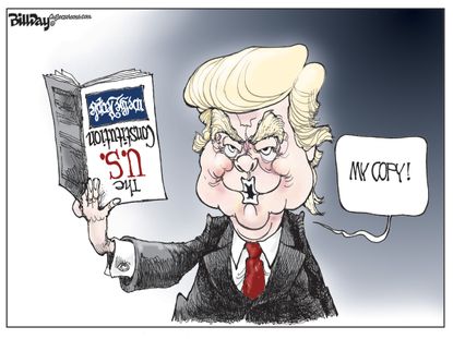 Political cartoon U.S. Trump's Constitution