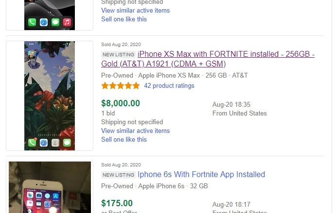 iPhones With Fortnite Installed Up for Sale on  for Thousands of  Dollars