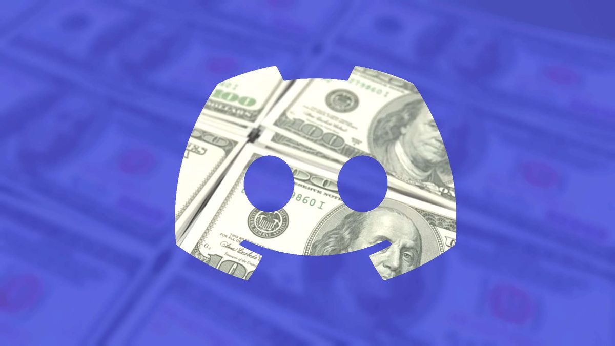 Discord logo on top of $100 notes