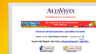 A monitor showing the Altavista website in 1996