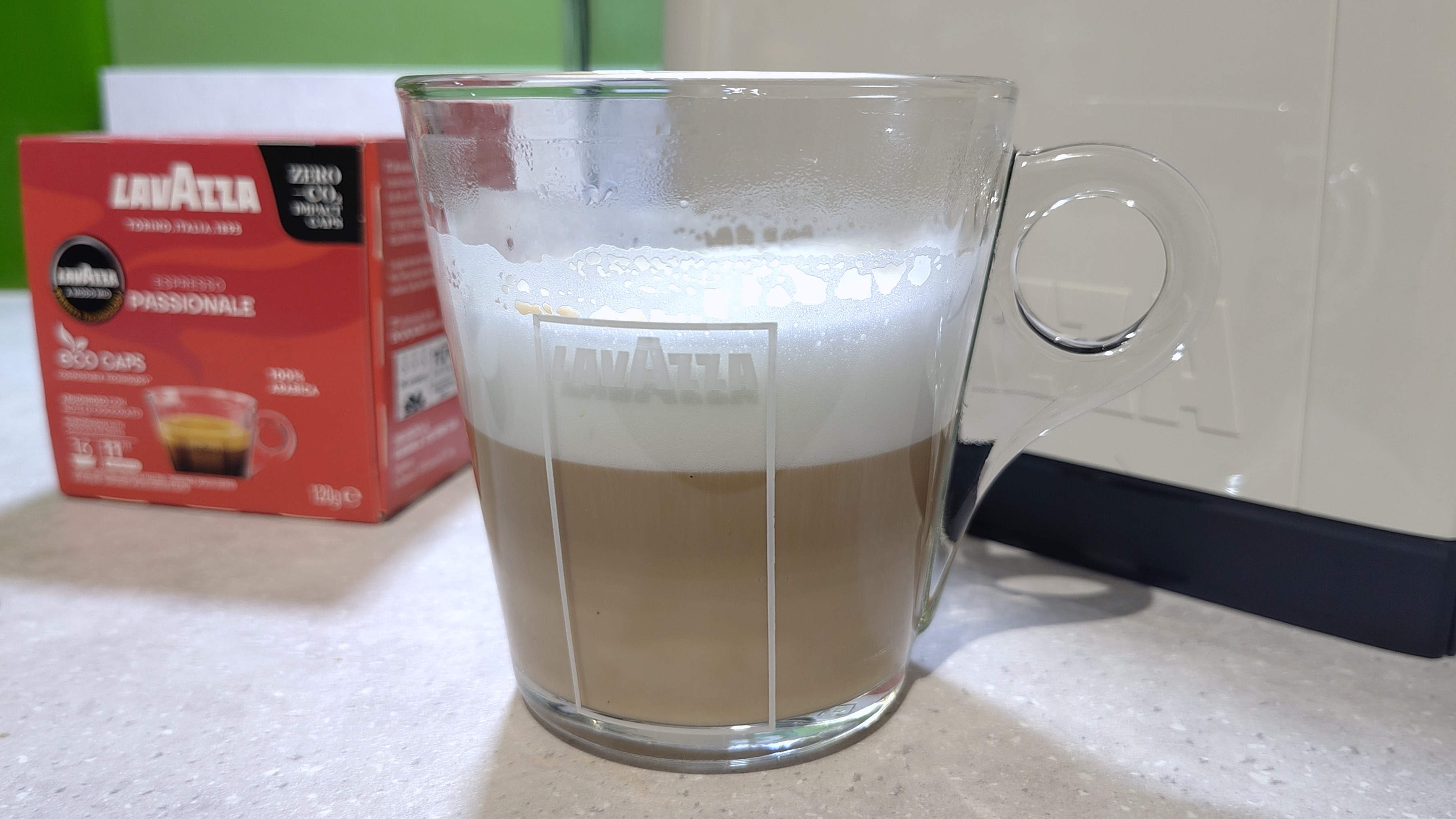 Cappuccino prepared using Lavazza A Modo Mio Des&amp;eacute;a coffee maker