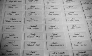 Place card calligraphy for a Berluti dinner
