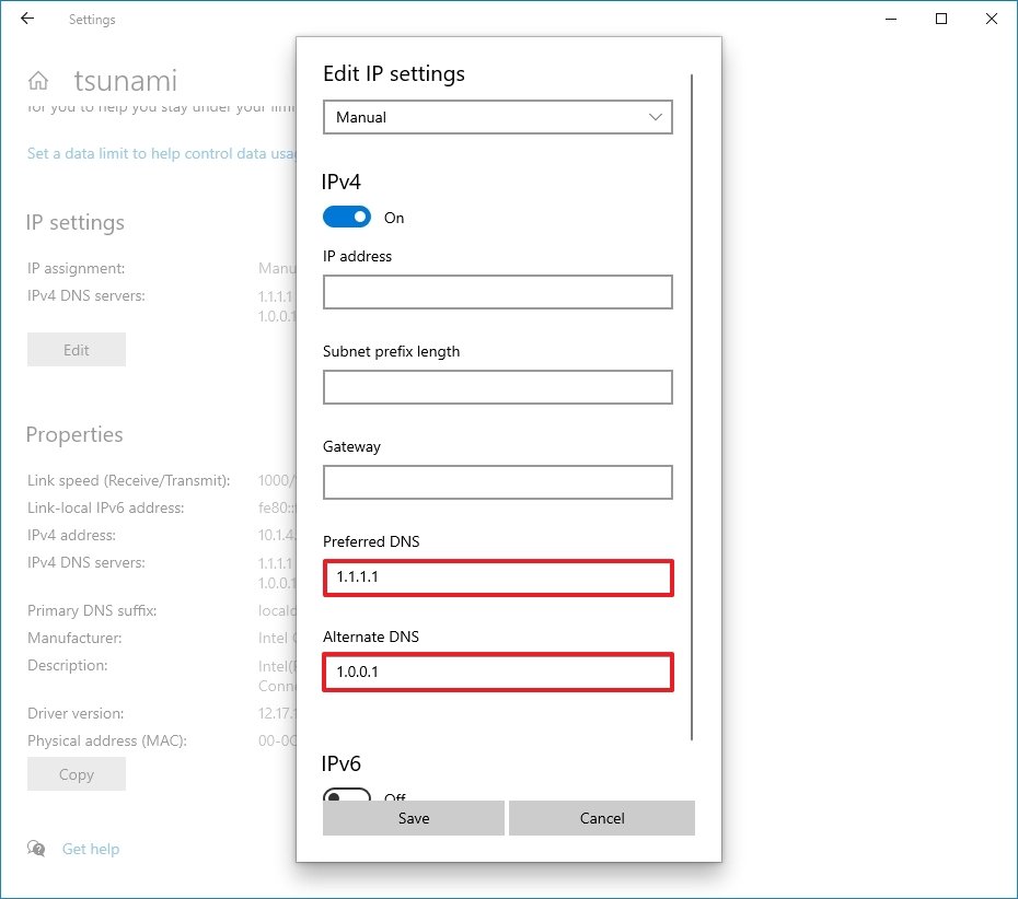 Windows 11 Settings change DNS