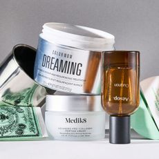 Shannon Lawlor's beauty empties including Color Wow Dreaming treatment, Ffern Winter 26 candle, Santa Maria Novella cleanser, medik8 moisturiser, Dr Althea SPF and Aesop Ouranon