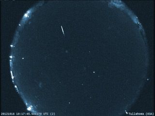 False-color image of a 2012 Orionid meteor, seen over Tullahoma, Tenn.