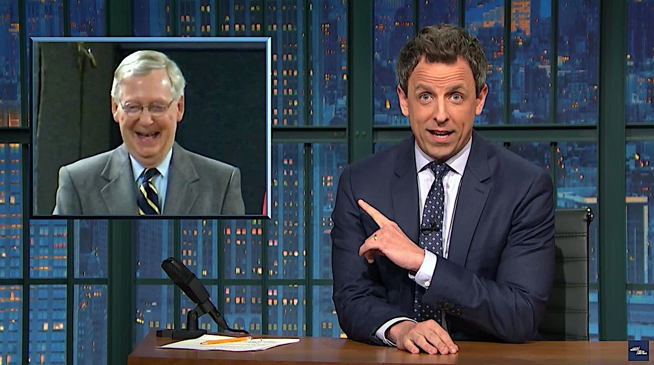 Seth Meyers tackles GOP town hall riots