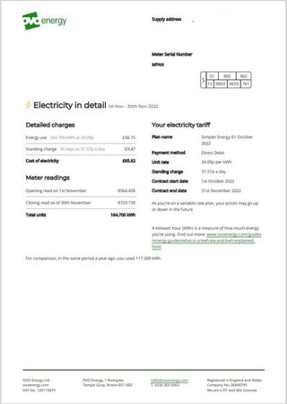 Example energy bill