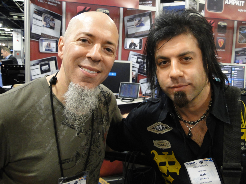 Jordan Rudess and Rob Math are all smiles as their duel became an all-out app jam