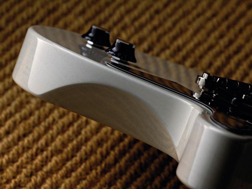 A lower-edge contour makes seated playing comfortable.