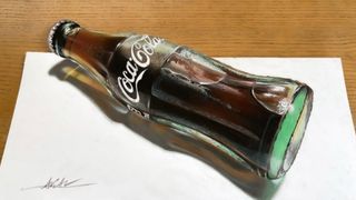 A hand drawn illusion of a Coca-Cola bottle