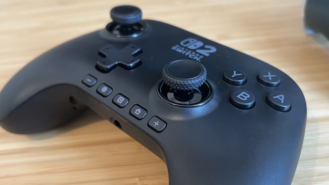 PowerA Advantage Controller for Nintendo Switch 2 on a wooden desk