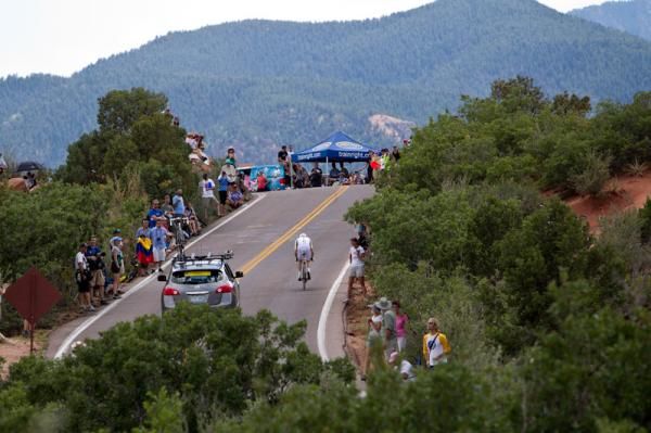 Tejay Van Garderen (HTC-Highroad) tops out on the climb.