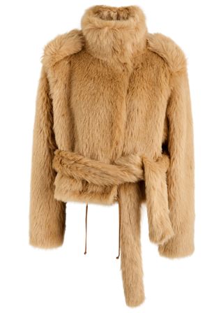 Darkpark Hunter Belted Faux Fur Coat