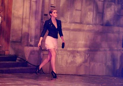 Emma Watson shooting new Lancome ads in Paris