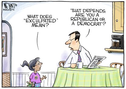 Political Cartoon U.S. Exculpated Definition Republican Democrat Mueller