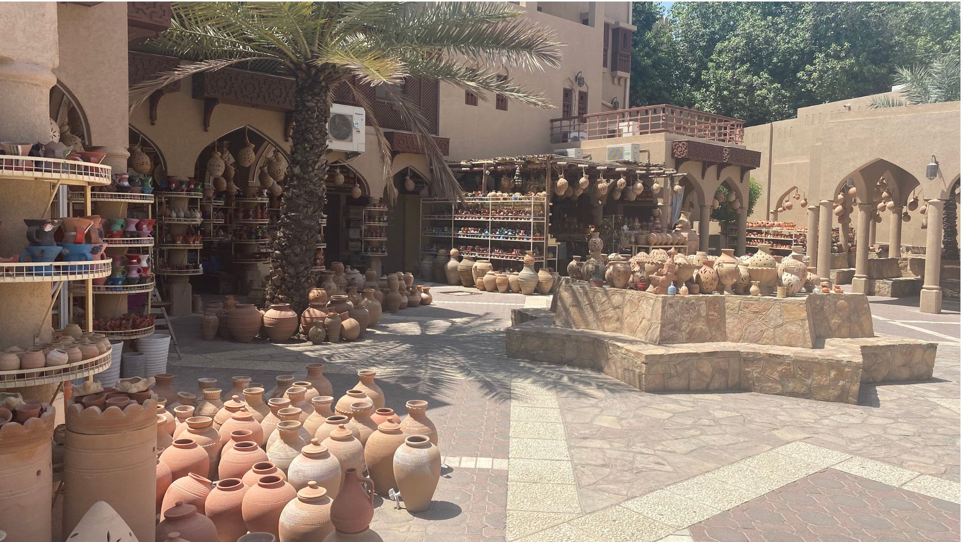 A pottery stall in Nizwa souk in Oman