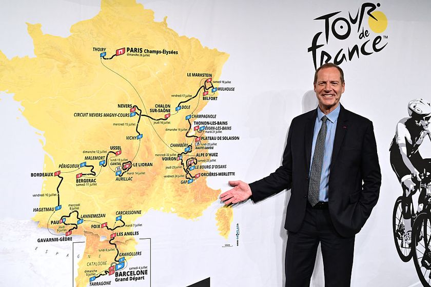 PARIS, FRANCE - OCTOBER 23: Christian Prudhomme of France Director of Le Tour de France during the 113th Tour de France &amp;amp; 5th Tour de France Femmes 2026 - Official Route Presentation / #UCIWT / #UCIWWT / on October 23, 2025 in Paris, France. (Photo by Billy Ceusters/Getty Images)