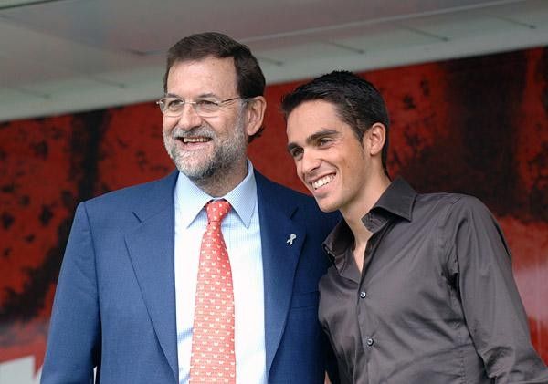 Alberto Contador was on hand to help with podium ceremonies