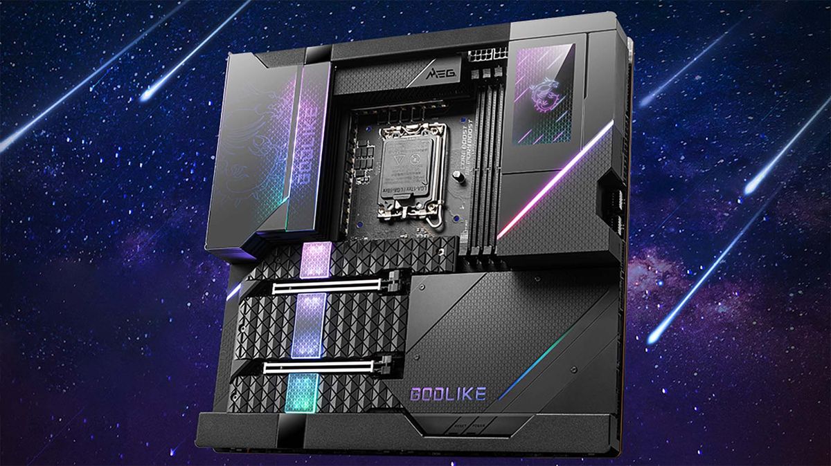 MSI MEG Z690 Godlike motherboard on a space themed background