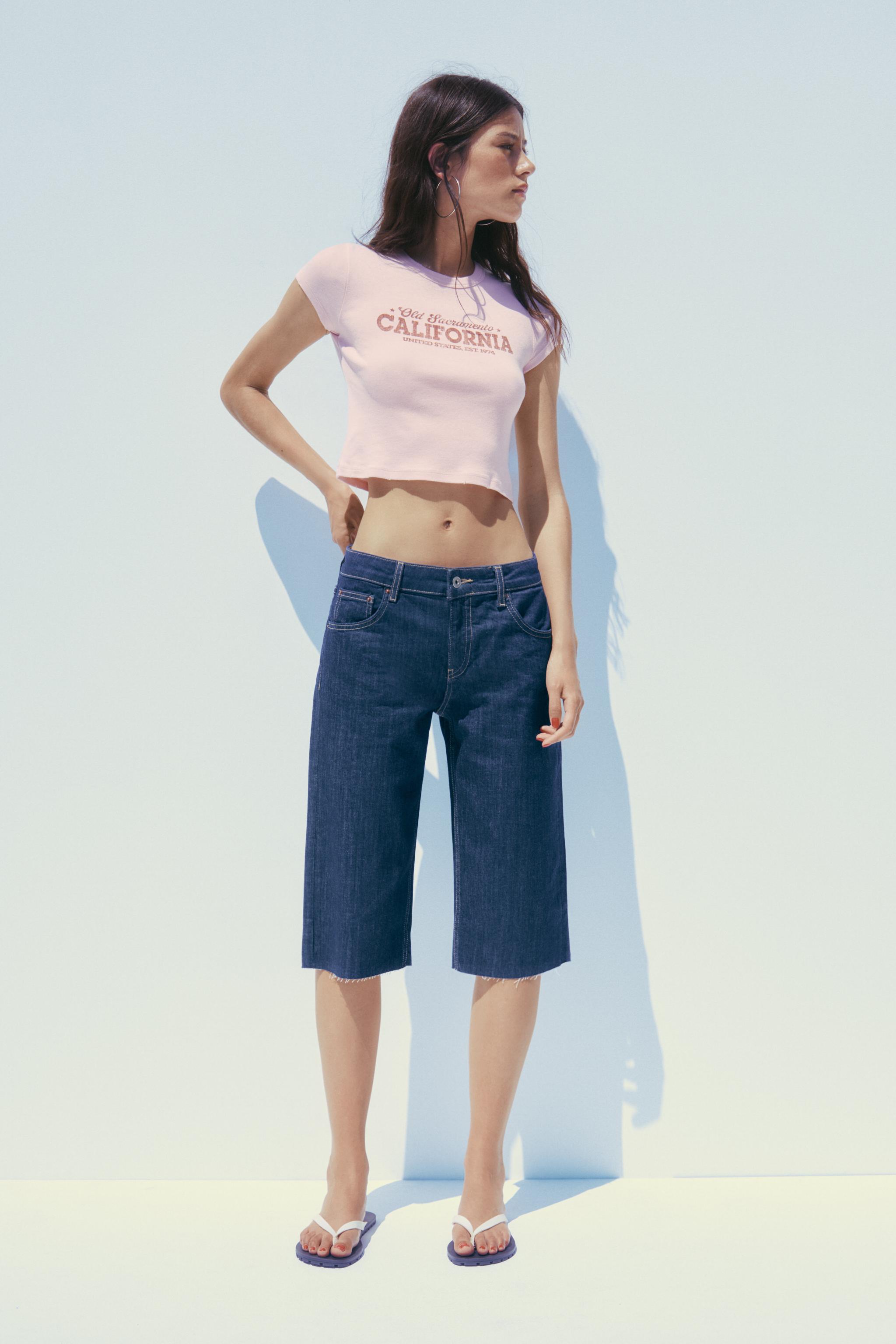 Trf Mid-Rise Capri Denim Shorts