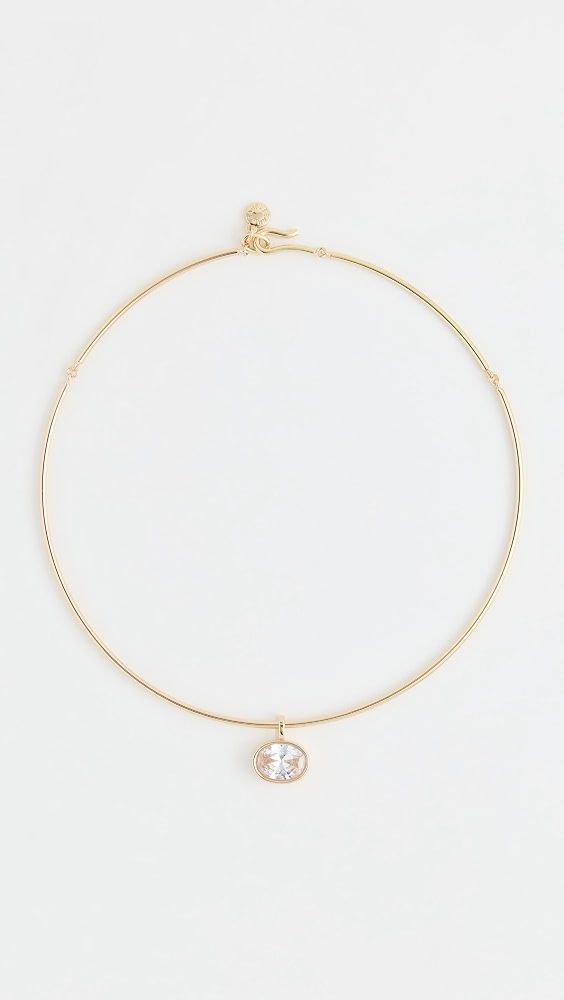 Jelane Gem Collar Necklace - Clear/ Gold